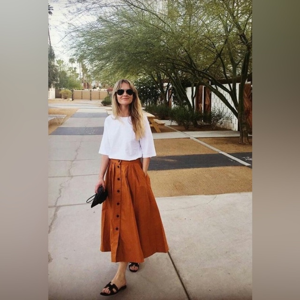 SOLD - Nest of Linen | Linen Maxi Skirt | Rust | M